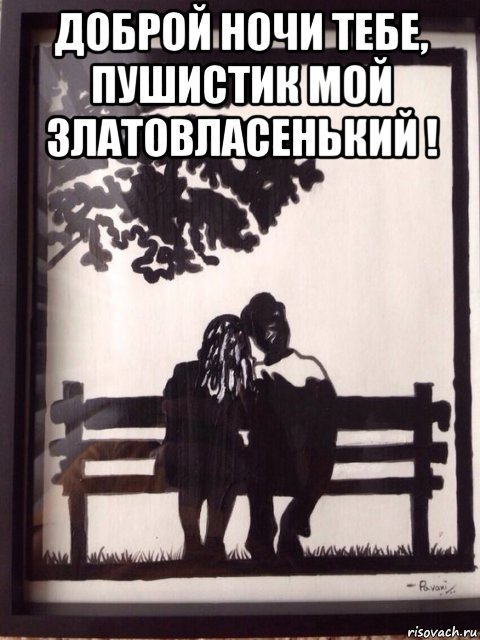 доброй ночи тебе, пушистик мой златовласенький ! , Мем Ч-Б НОЧЬ