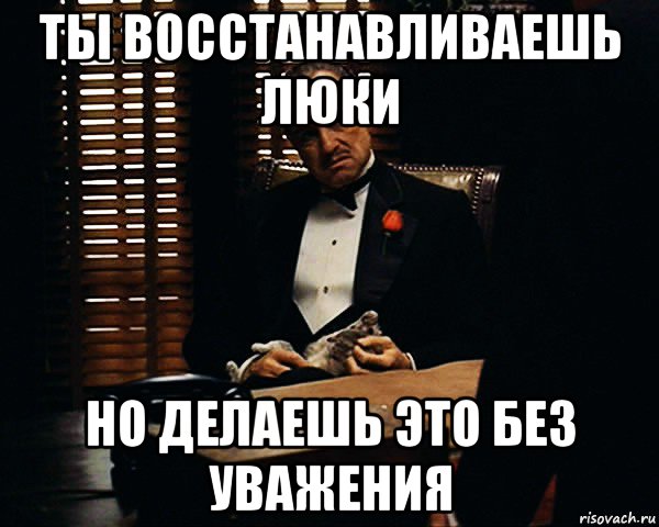 ты восстанавливаешь люки но делаешь это без уважения, Мем Дон Вито Корлеоне