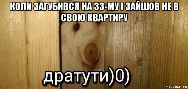 коли загубився на 33-му і зайшов не в свою квартиру , Мем  Дратути