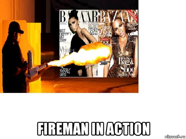  fireman in action, Мем Fireman in action