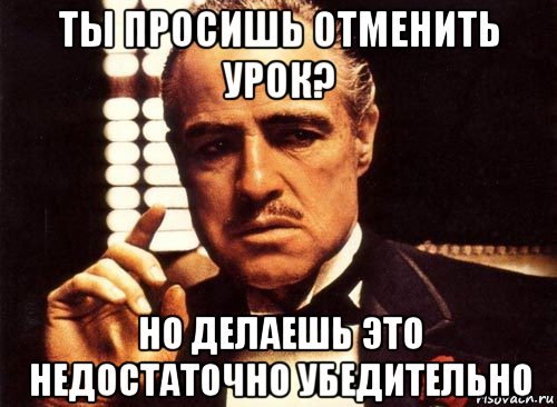 ты просишь отменить урок? но делаешь это недостаточно убедительно, Мем крестный отец