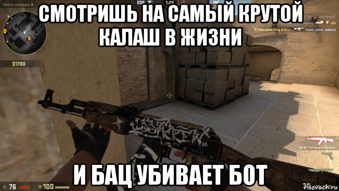 смотришь на самый крутой калаш в жизни и бац убивает бот