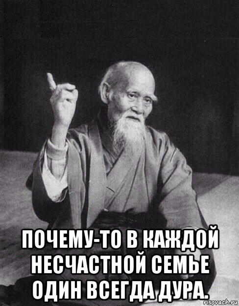  почему-то в каждой несчастной семье один всегда дура., Мем Монах-мудрец (сэнсей)