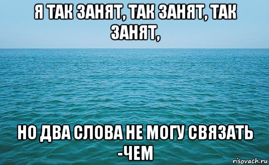 я так занят, так занят, так занят, но два слова не могу связать -чем, Мем Море