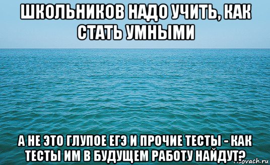 школьников надо учить, как стать умными а не это глупое егэ и прочие тесты - как тесты им в будущем работу найдут?