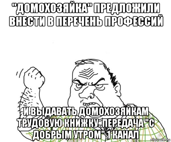 "домохозяйка" предложили внести в перечень профессий и выдавать домохозяйкам трудовую книжку. передача "с добрым утром" 1 канал, Мем Мужик блеать