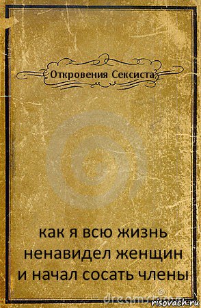 Откровения Сексиста как я всю жизнь ненавидел женщин и начал сосать члены, Комикс обложка книги