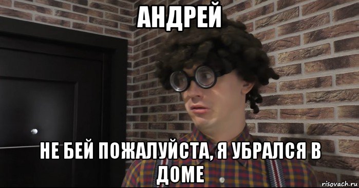 андрей не бей пожалуйста, я убрался в доме, Мем Очкастый красавчик