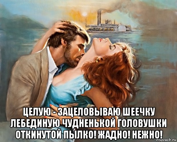  целую - зацеловываю шеечку лебединую чудненькой головушки откинутой пылко! жадно! нежно!, Мем ПАРОХОД