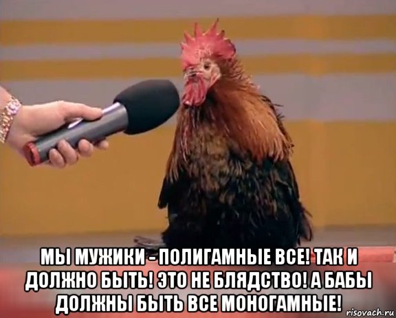  мы мужики - полигамные все! так и должно быть! это не блядство! а бабы должны быть все моногамные!