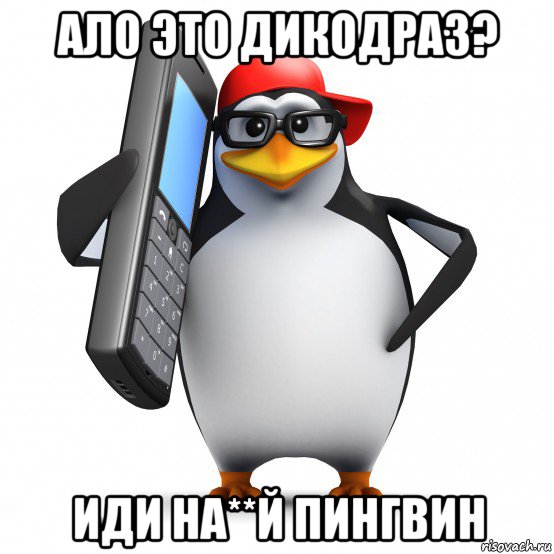 ало это дикодраз? иди на**й пингвин, Мем   Пингвин звонит