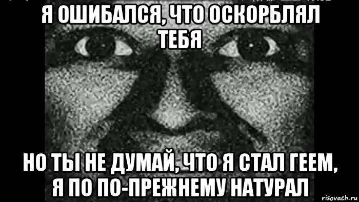 я ошибался, что оскорблял тебя но ты не думай, что я стал геем, я по по-прежнему натурал, Мем Почему ты ненавидишь