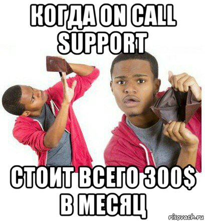 когда on call support стоит всего 300$ в месяц, Мем  Пустой кошелек