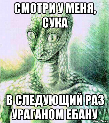смотри у меня, сука в следующий раз ураганом ебану