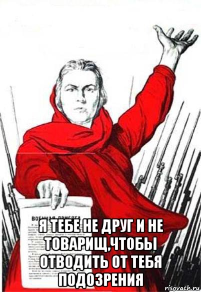  я тебе не друг и не товарищ,чтобы отводить от тебя подозрения, Мем Родина Мать