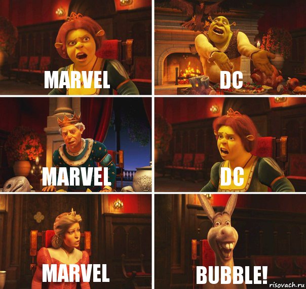 MARVEL DC MARVEL DC MARVEL BUBBLE!, Комикс  Шрек Фиона Гарольд Осел