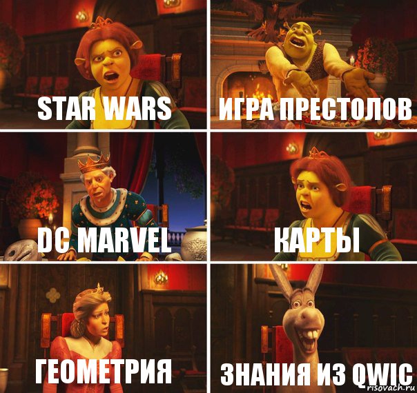 Star Wars Игра престолов DC Marvel Карты Геометрия Знания из QWic, Комикс  Шрек Фиона Гарольд Осел