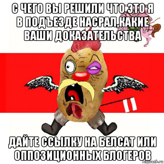 с чего вы решили что это я в подъезде насрал,какие ваши доказательства дайте ссылку на белсат или оппозиционных блогеров, Мем свядомы эмагар в ярости