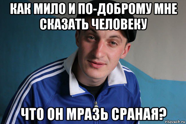 как мило и по-доброму мне сказать человеку что он мразь сраная?, Мем Типичный гопник