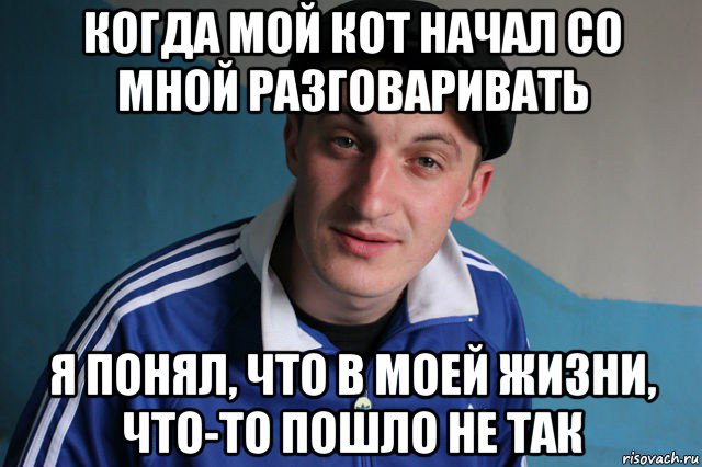 когда мой кот начал со мной разговаривать я понял, что в моей жизни, что-то пошло не так, Мем Типичный гопник