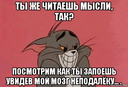 ты же читаешь мысли, так? посмотрим как ты запоешь увидев мой мозг неподалёку... ., Мем том