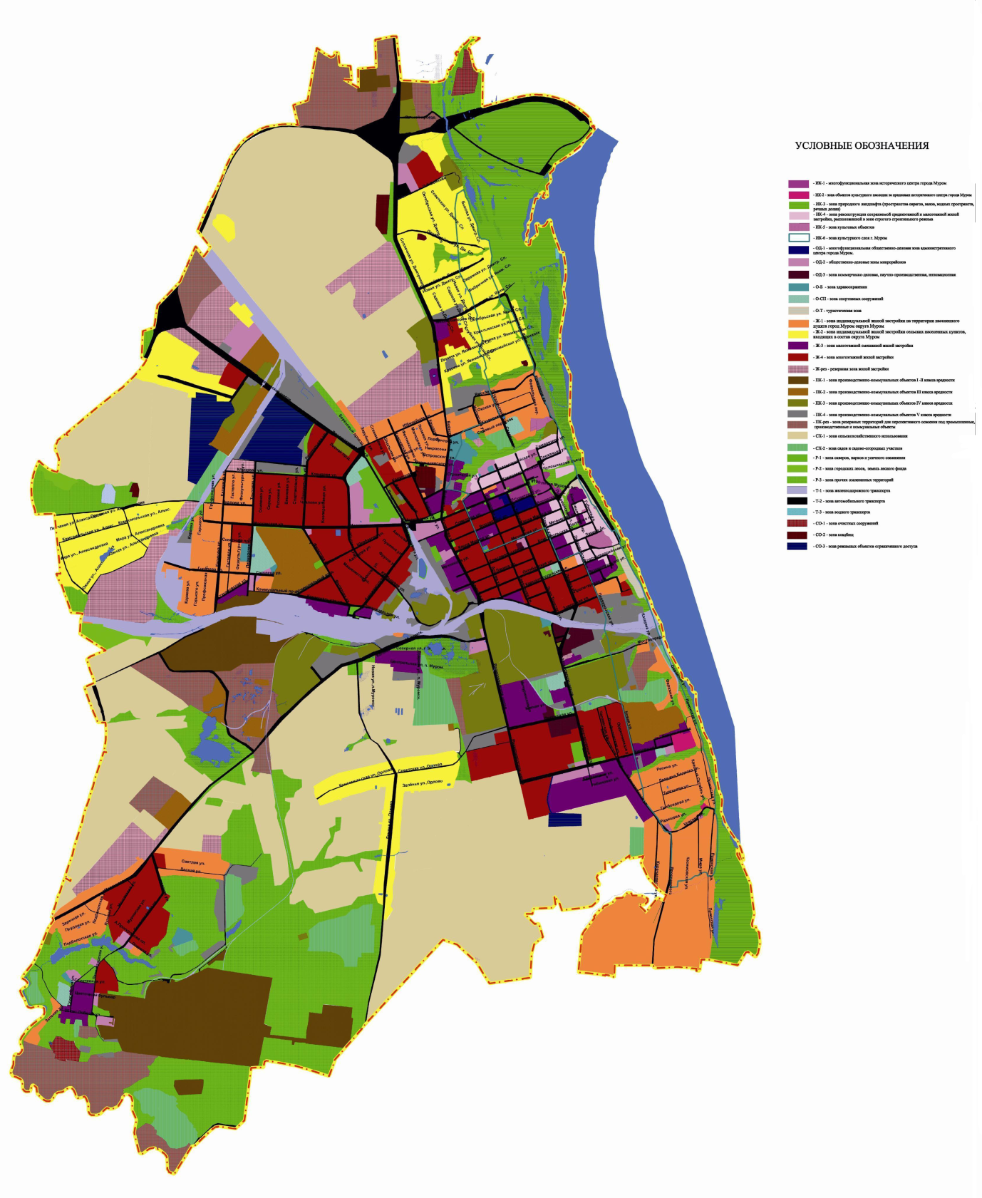 Карта градостроительного зонирования территории округа Муром