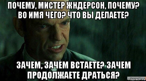 почему, мистер жндерсон, почему? во имя чего? что вы делаете? зачем, зачем встаете? зачем продолжаете драться?