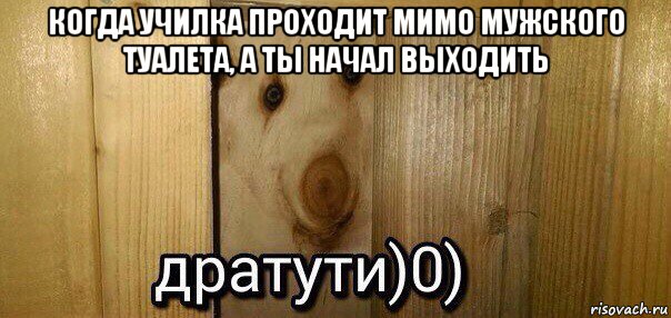 когда училка проходит мимо мужского туалета, а ты начал выходить , Мем  Дратути