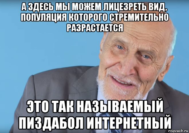 а здесь мы можем лицезреть вид, популяция которого стремительно разрастается это так называемый пиздабол интернетный, Мем Дроздов
