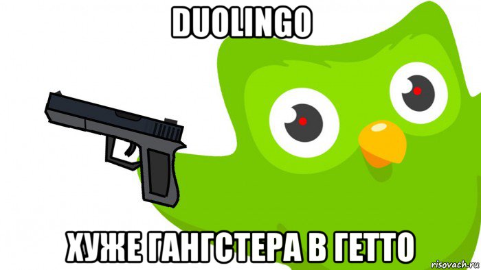 duolingo хуже гангстера в гетто, Мем Duolingo плохого не делает