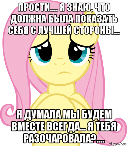 прости.... я знаю, что должна была показать себя с лучшей стороны... я думала мы будем вместе всегда... я тебя разочаровала?....