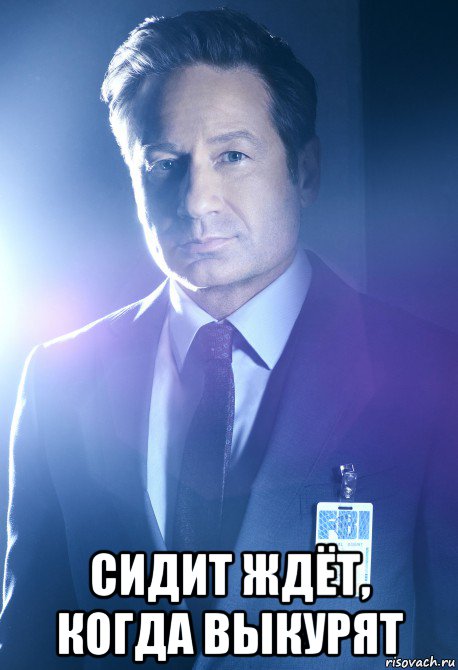  сидит ждёт, когда выкурят, Мем Fox William Mulder