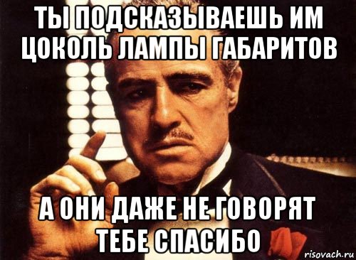 ты подсказываешь им цоколь лампы габаритов а они даже не говорят тебе спасибо