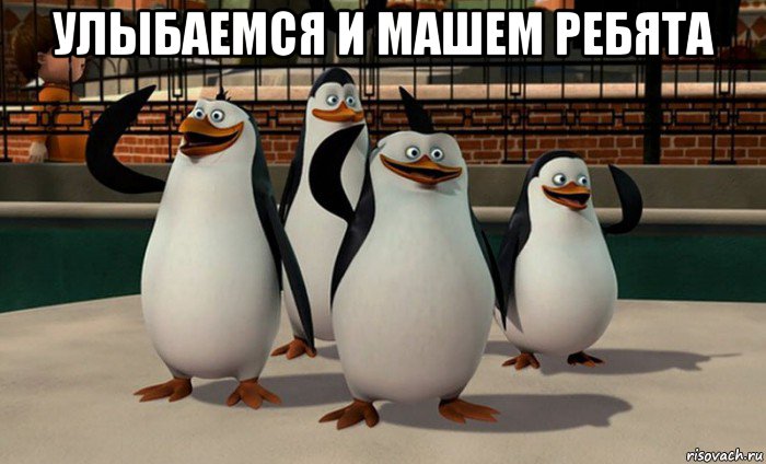 улыбаемся и машем ребята , Мем  пингвины Мадагаскара