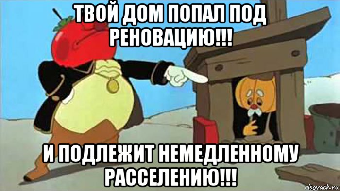 твой дом попал под реновацию!!! и подлежит немедленному расселению!!!, Мем Реновация