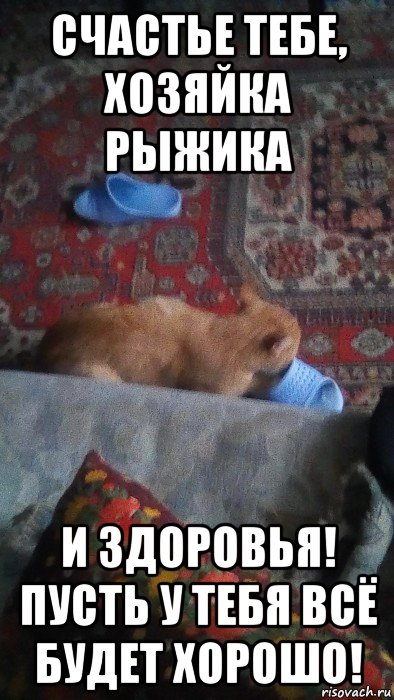 счастье тебе, хозяйка рыжика и здоровья! пусть у тебя всё будет хорошо!