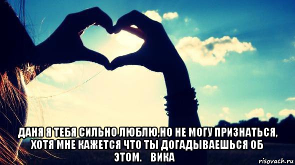  даня я тебя сильно люблю,но не могу признаться, хотя мне кажется что ты догадываешься об этом.（вика）