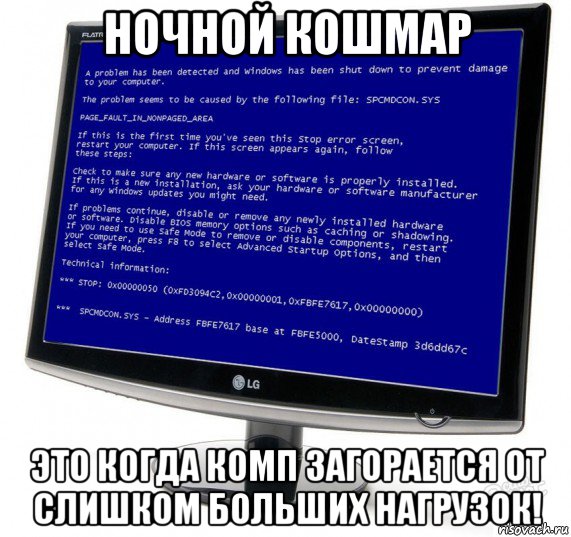 ночной кошмар это когда комп загорается от слишком больших нагрузок!