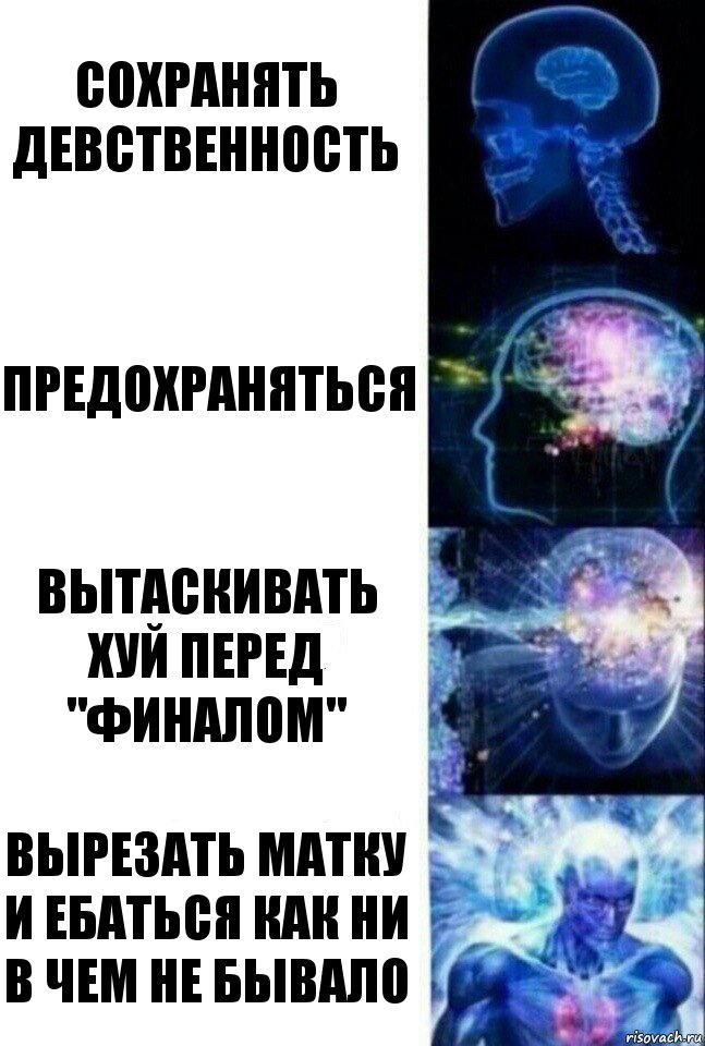 Сохранять девственность Предохраняться Вытаскивать хуй перед "финалом" Вырезать матку и ебаться как ни в чем не бывало, Комикс  Сверхразум