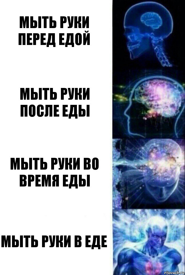 мыть руки перед едой мыть руки после еды мыть руки во время еды мыть руки в еде, Комикс  Сверхразум