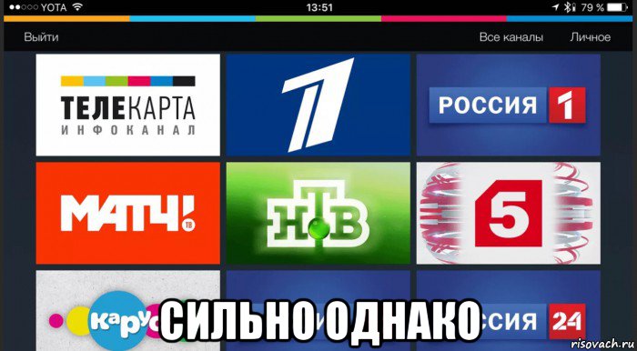 сильно однако, Мем Телекарта