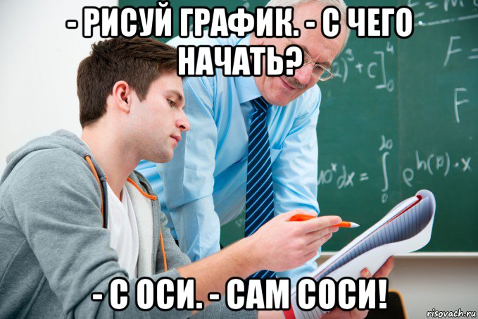 - рисуй график. - с чего начать? - с оси. - сам соси!, Мем Вышка