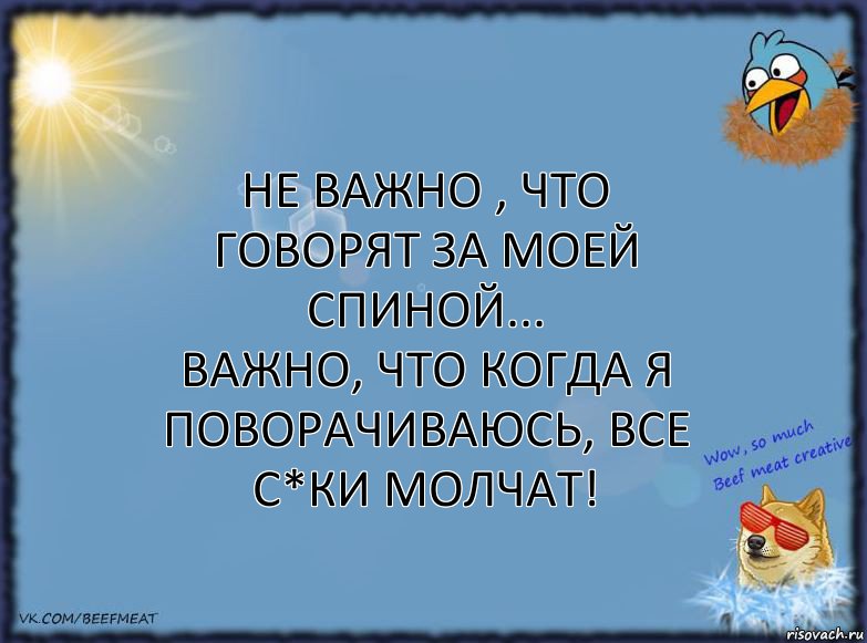 Не важно , чтo говорят зa моей спиной...
Вaжно, чтo когда я поворачиваюсь, все с*ки молчат!, Комикс ФОН