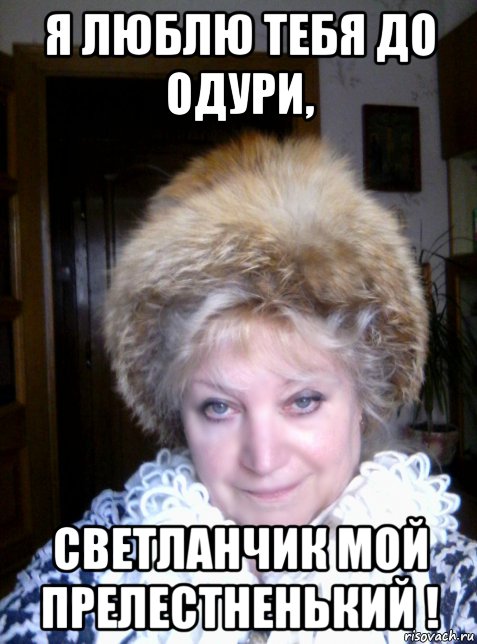 я люблю тебя до одури, светланчик мой прелестненький !, Мем ЛИСЬЯ ШАПКА