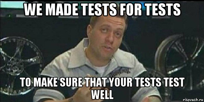 we made tests for tests to make sure that your tests test well, Мем Монитор (тачка на прокачку)