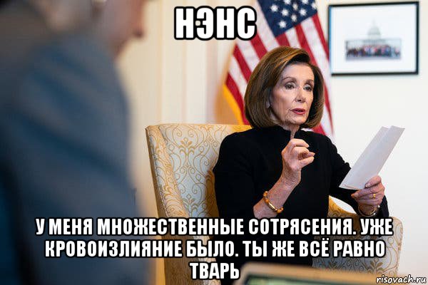 нэнс у меня множественные сотрясения. уже кровоизлияние было. ты же всё равно тварь, Мем Pelosi