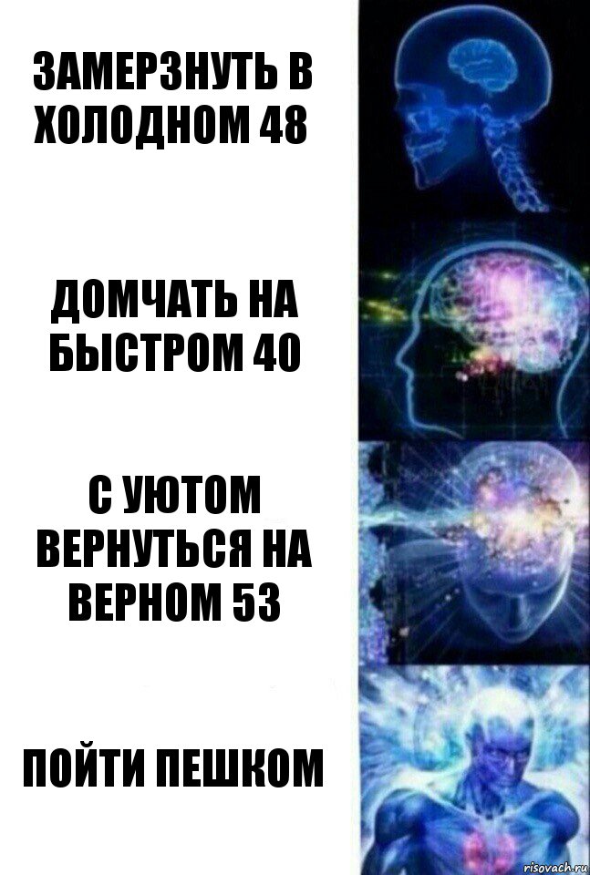 замерзнуть в холодном 48 домчать на быстром 40 с уютом вернуться на верном 53 пойти пешком, Комикс  Сверхразум