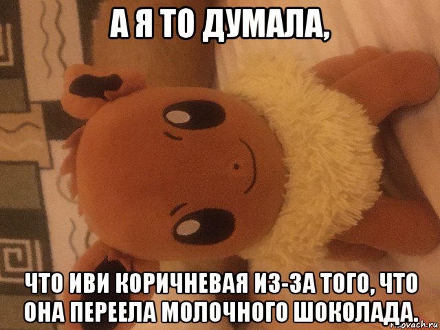 а я то думала, что иви коричневая из-за того, что она переела молочного шоколада., Мем А я то думала