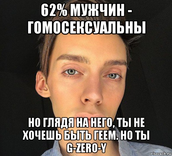 62% мужчин - гомосексуальны но глядя на него, ты не хочешь быть геем. но ты g-zero-y, Мем Андрей Петров