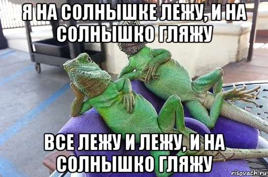 я на солнышке лежу, и на солнышко гляжу все лежу и лежу, и на солнышко гляжу
